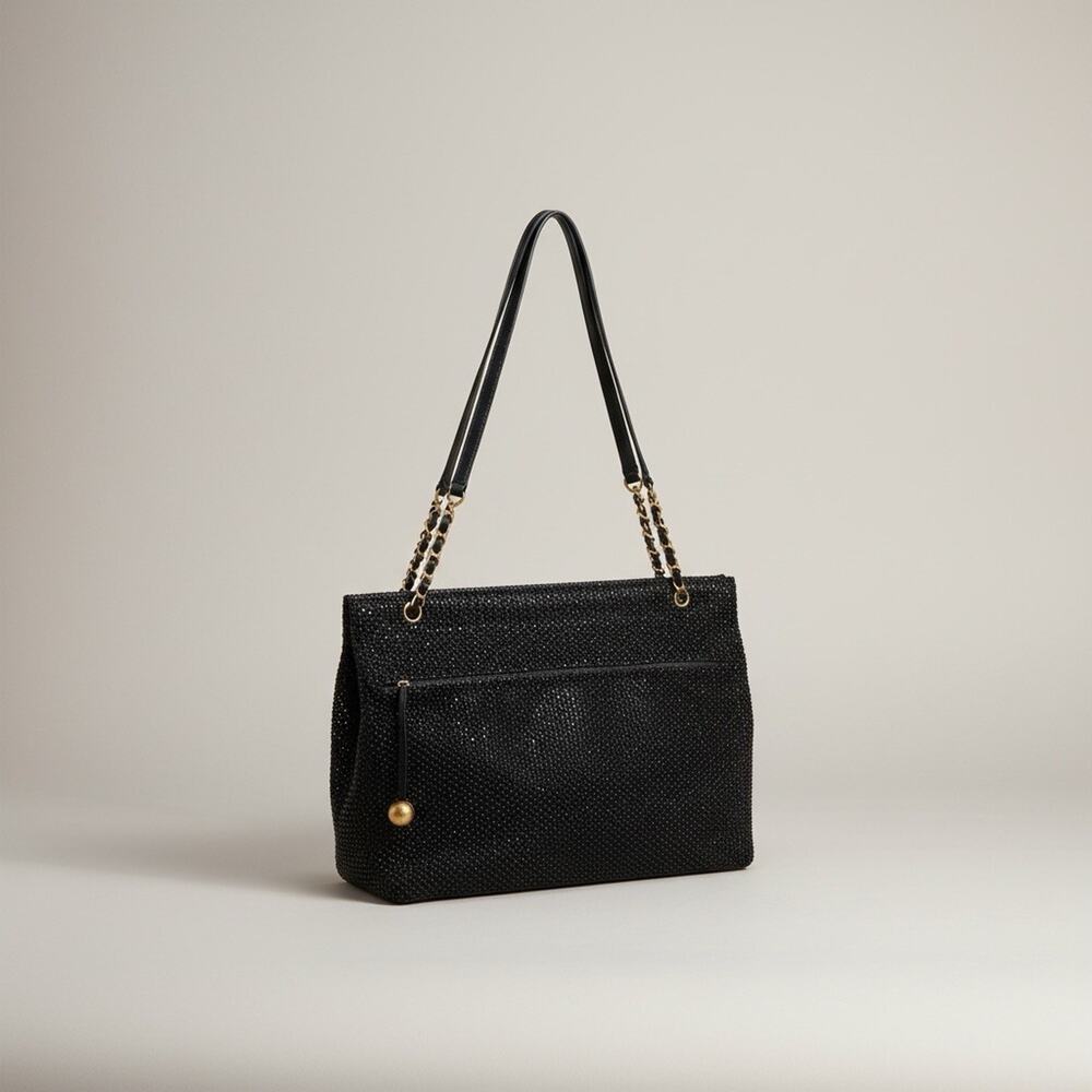 Chanel XXL Jumbo Flap Black Crystal Studded CC Bag Gold HW Rare Statement - Picture 8 of 8